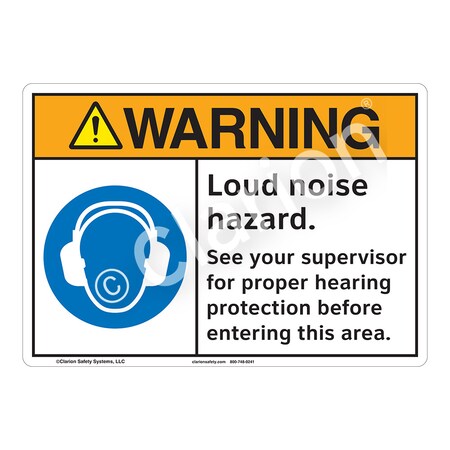 Warning Loud Noise Sign (F1199-)|Weatherable Polyester 10" X 7" Self Adhesive Back|ANSI Signs|Sign for Manufacturing, Power Stations, Chemical Plant, Airport, Laboratory